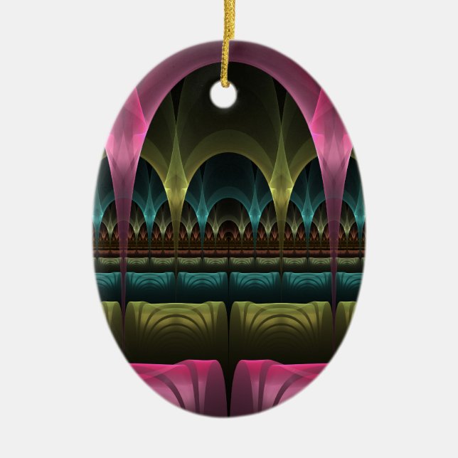 Special Fantasy Pattern Abstract Colourful Fractal Ceramic Ornament (Front)