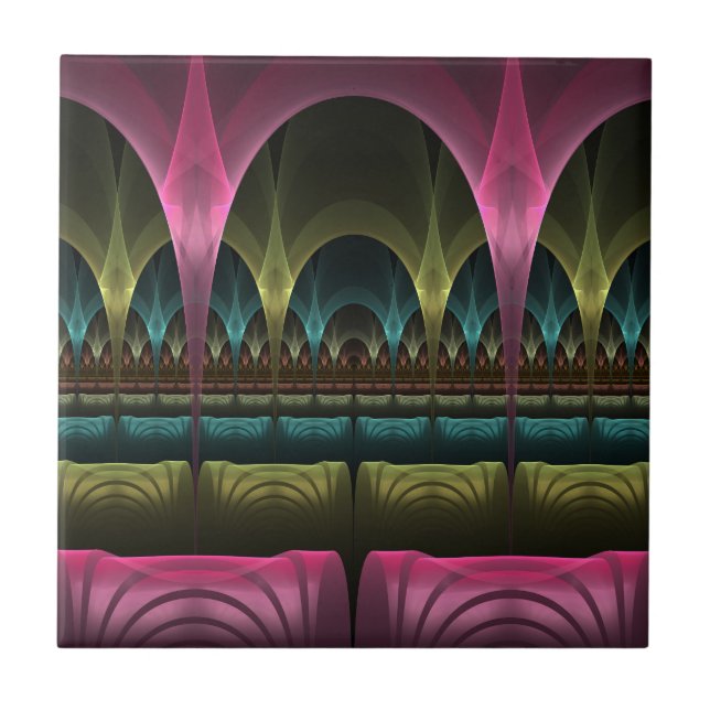 Special Fantasy Pattern Abstract Colourful Fractal Ceramic Tile (Front)