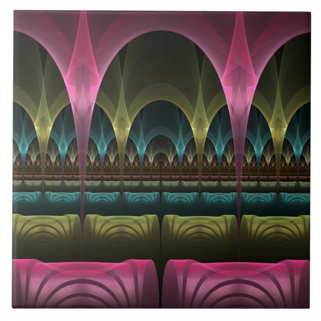 Special Fantasy Pattern Abstract Colourful Fractal Ceramic Tile (Front)