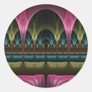 Special Fantasy Pattern Abstract Colourful Fractal Classic Round Sticker