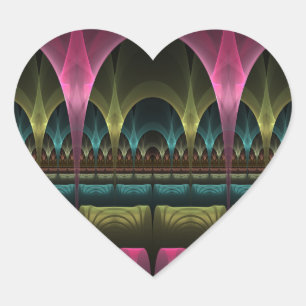 Special Fantasy Pattern Abstract Colourful Fractal Heart Sticker