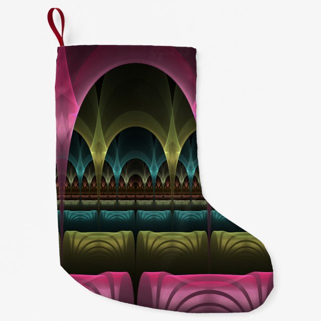 Special Fantasy Pattern Abstract Colourful Fractal Small Christmas Stocking (Front)