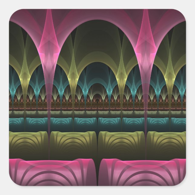 Special Fantasy Pattern Abstract Colourful Fractal Square Sticker (Front)