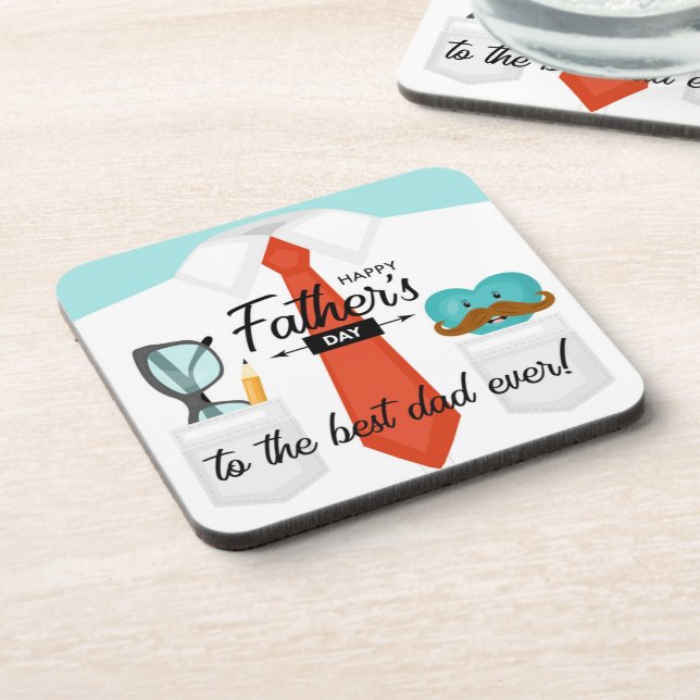 Special Fathers Day Greetings to the Best Dad Ever Coaster (Left Side)