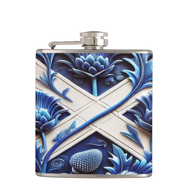 Special flask with Scottish Thistles Design (Front)