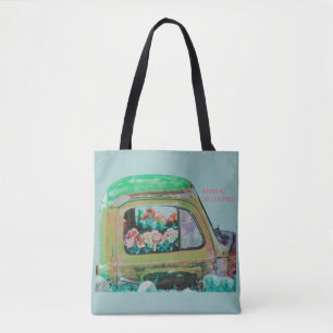 Special flowers delivery truck bouquet fun  tote bag