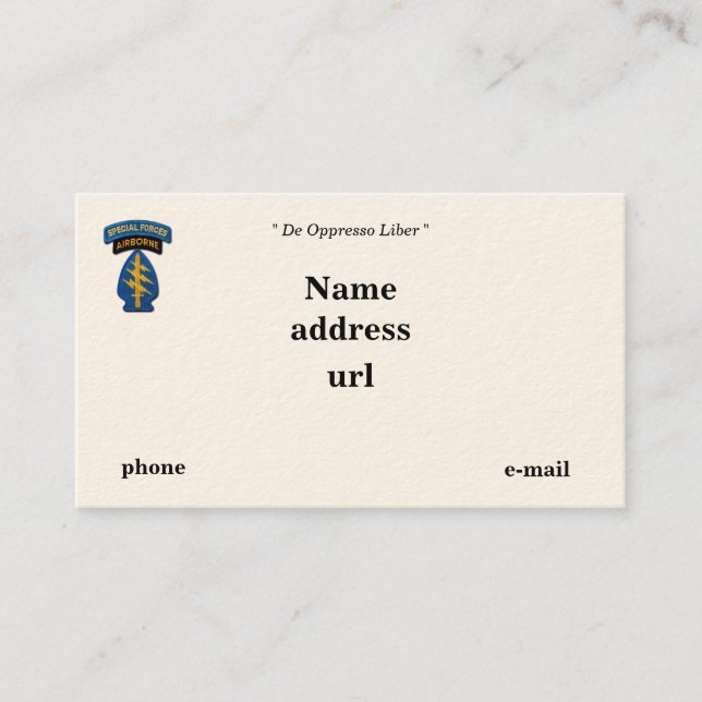 Special Forces Green Berets SFG SF SOF vets patch Business Card (Front)