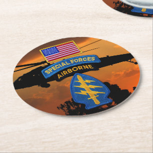 Special Forces Group Green Berets SFG SF Veterans Round Paper Coaster