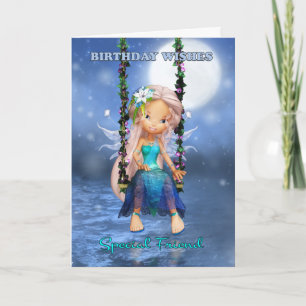Special Friend, Birthday cute fairy on a swing Card
