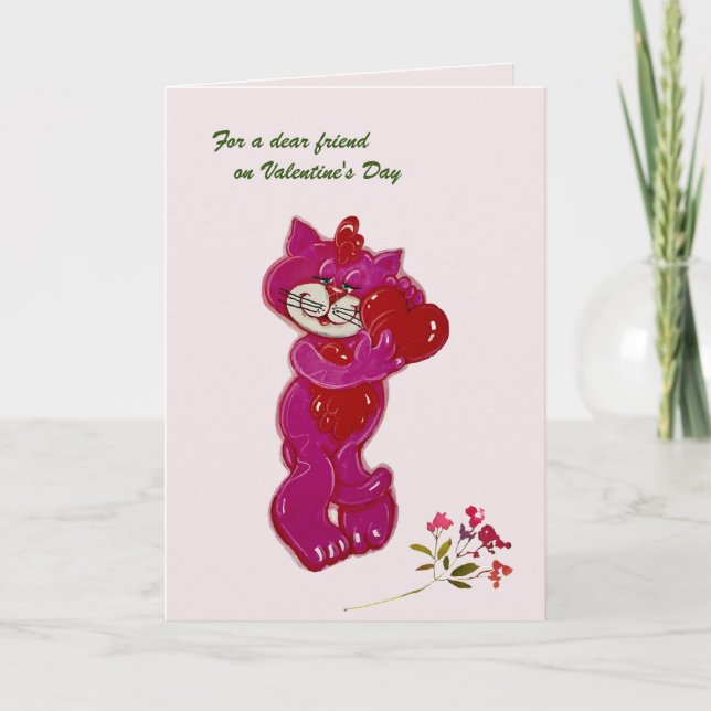 Special Friend Cute Cat with Heart Valentine's Day Card (Front)