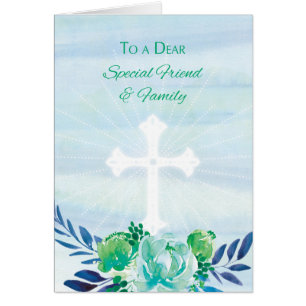 Special Friend & Family Teal Blue Flowers Easter