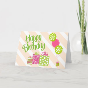 Special Girl's Pink and Green Birthday Card