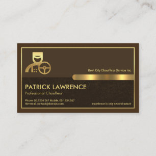 Special Gold Frame Brown Grunge Layer Chauffeur Business Card