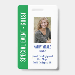 Special Golf Event Guest ID Badge