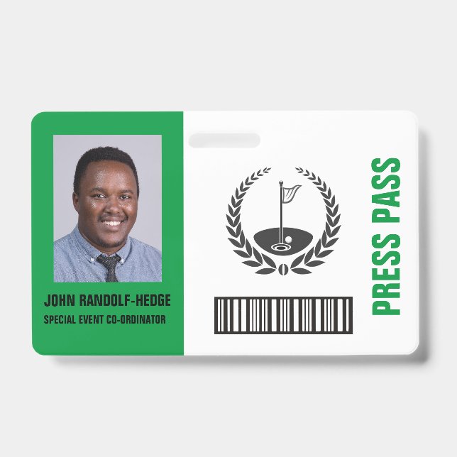 SPECIAL GOLF EVENT SECURITY BADGE ID BADGE (Front)