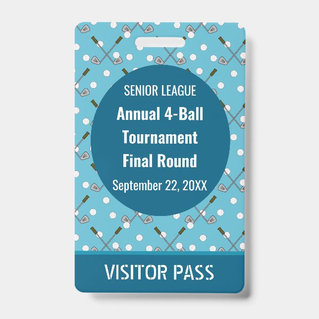 Special Golf Event Security Pass ID Badge (Front)