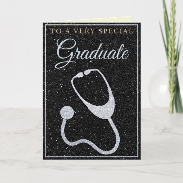 Special Graduate Silver Glitter Doctor Card (Front)