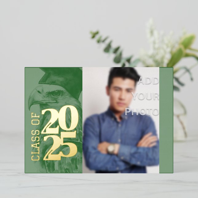 Special Graduation Foil Invitation Eagle Add Photo (Standing Front)