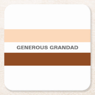 Special Grandad Peach and Brown  Square Paper Coaster