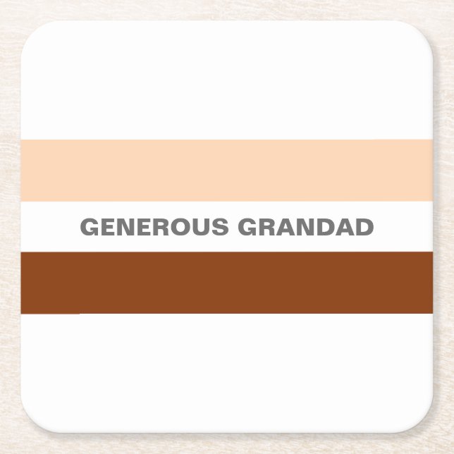 Special Grandad Peach and Brown  Square Paper Coaster (Front)