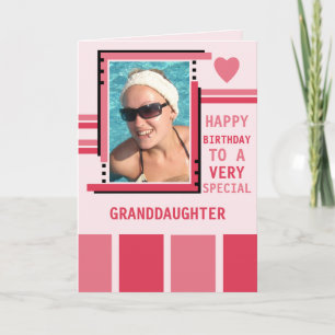 Special granddaughter add photo pink birthday card