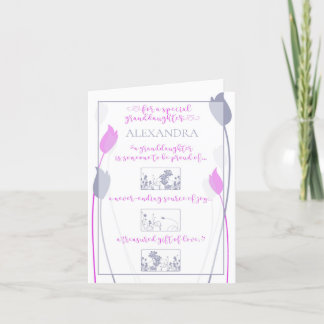 Special Granddaughter Pink Grey Tulip Card