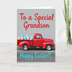 Special Grandson Easter Truck Card