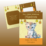 Special Grandson leopard kids brown birthday Card<br><div class="desc">Bring a smile to their special day with this adorable birthday card featuring a cute little leopard! Perfect for saying “To a very special grandson” (or change the text to match your loved one), this cute design makes birthdays extra fun and memorable. The leopard adds a touch of charm, making...</div>