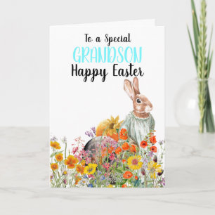 Special Grandson Vintage Bunny Card