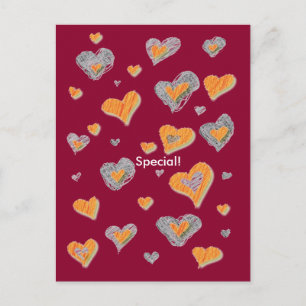 Special Hand Drawn Hearts Postcard