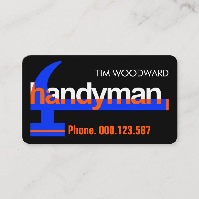 Special Handyman Hammer Building Business Card (Front)