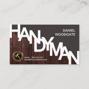 Special Handyman Sign Wood Grain Fence Contractor Business Card