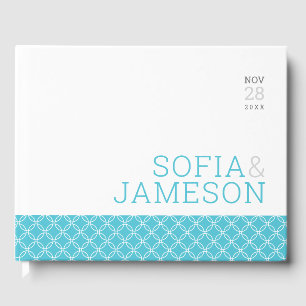 SPECIAL KEEPSAKE simple modern type turquoise blue Guest Book