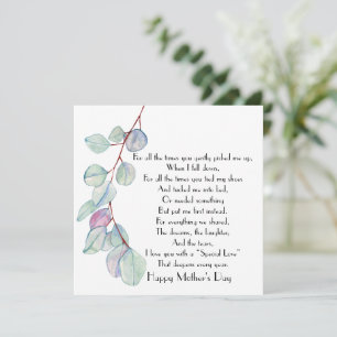 Special Love Mother's Day Poem Flat Card