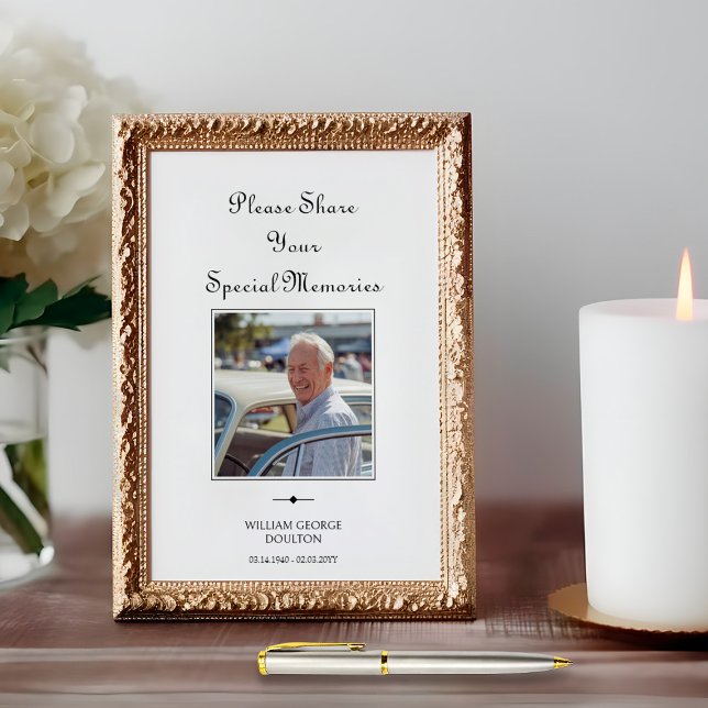 Special Memories Memorial Service Guest Book Sign (Funeral Photo Sign to Share Memories in Guestbook by Darling & May)