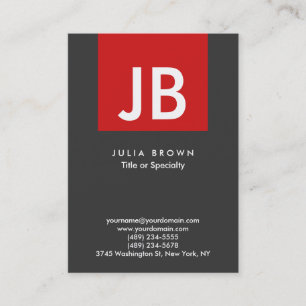 Special Modern Monogram Grey Red Stripe Clean Business Card