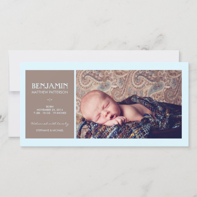 Special Moment Photo Baby Boy Birth Announcement (Front)