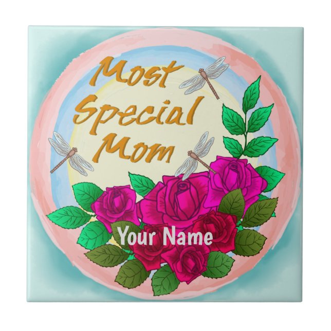 Special Mum Roses  Ceramic Tile (Front)