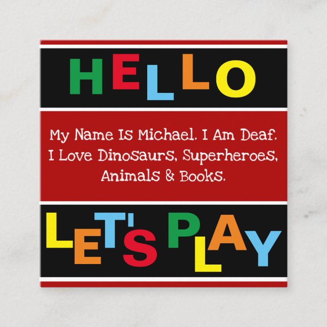 Special Needs Child "Hello" Card (Front)