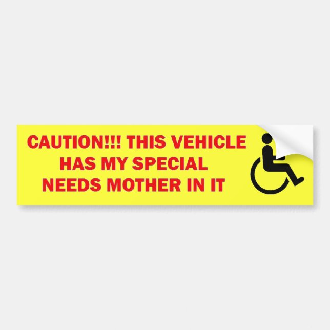 Special Needs Mother Caution Bumper Sticker (Front)