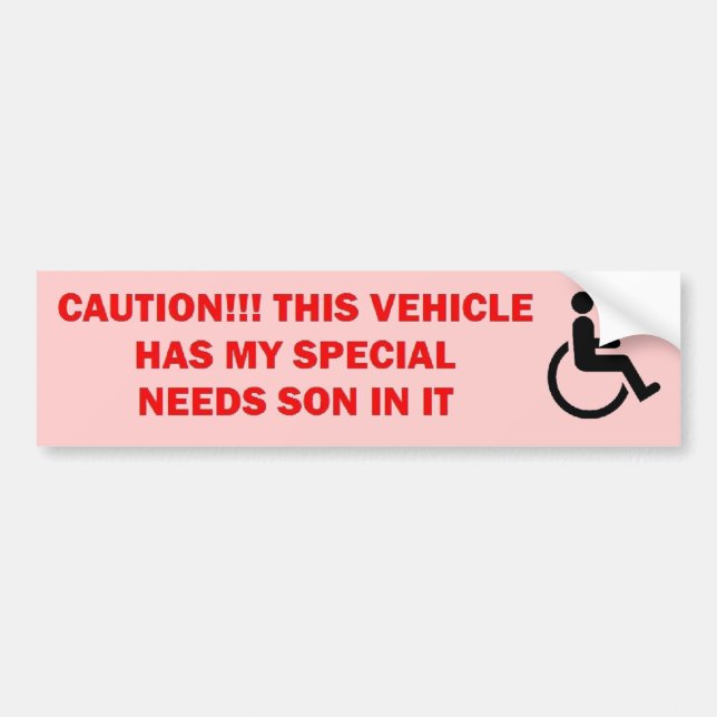 Special Needs Son in Vehicle Bumper Sticker (Front)