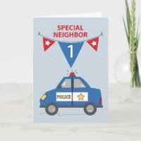 Special Neighbour 1st Birthday Blue Police Car