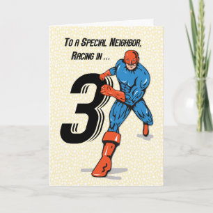 Special Neighbour 3rd Birthday Superhero Card