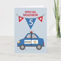 Special Neighbour 5th Birthday Blue Police Car