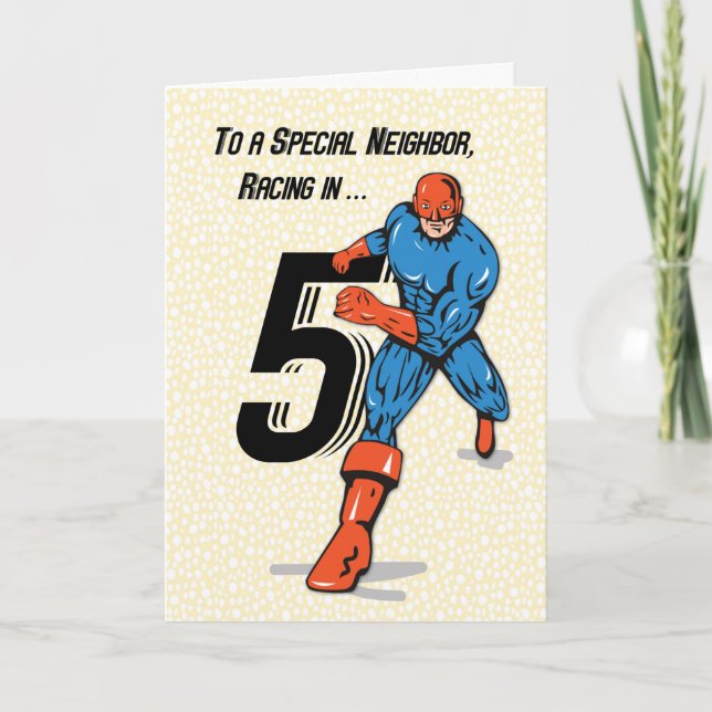 Special Neighbour 5th Birthday Superhero Card (Front)