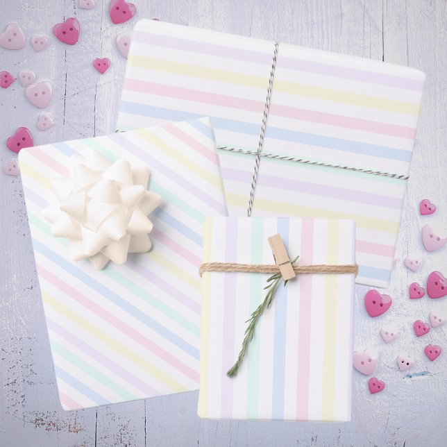 Special Occasion Pastel Candy Stripes Retro Wrapping Paper Sheet (In-Situ)