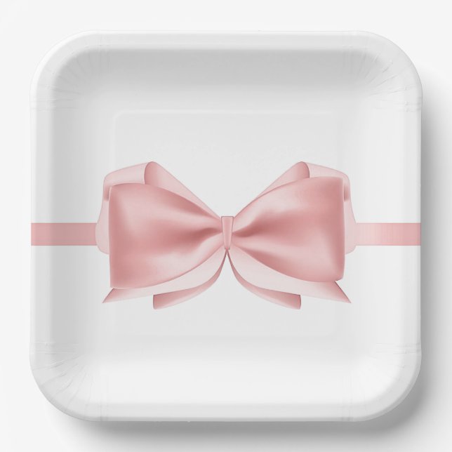 Special occasion pink bow printed paper plate (Front)