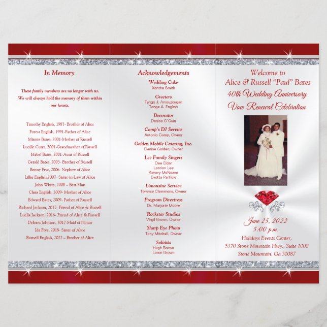 Special Order, 40th Anniversary Program for Alice, (Front)