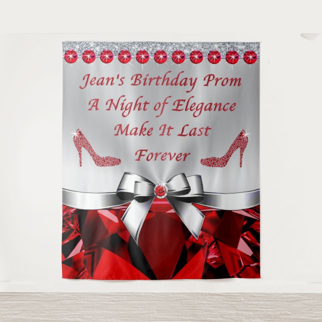 Special Order for Jean, Ruby Birthday Backdrop Tapestry (Front)