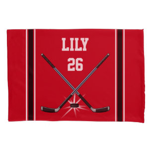 Special Order Red Black Hockey Pillowcase for Lily